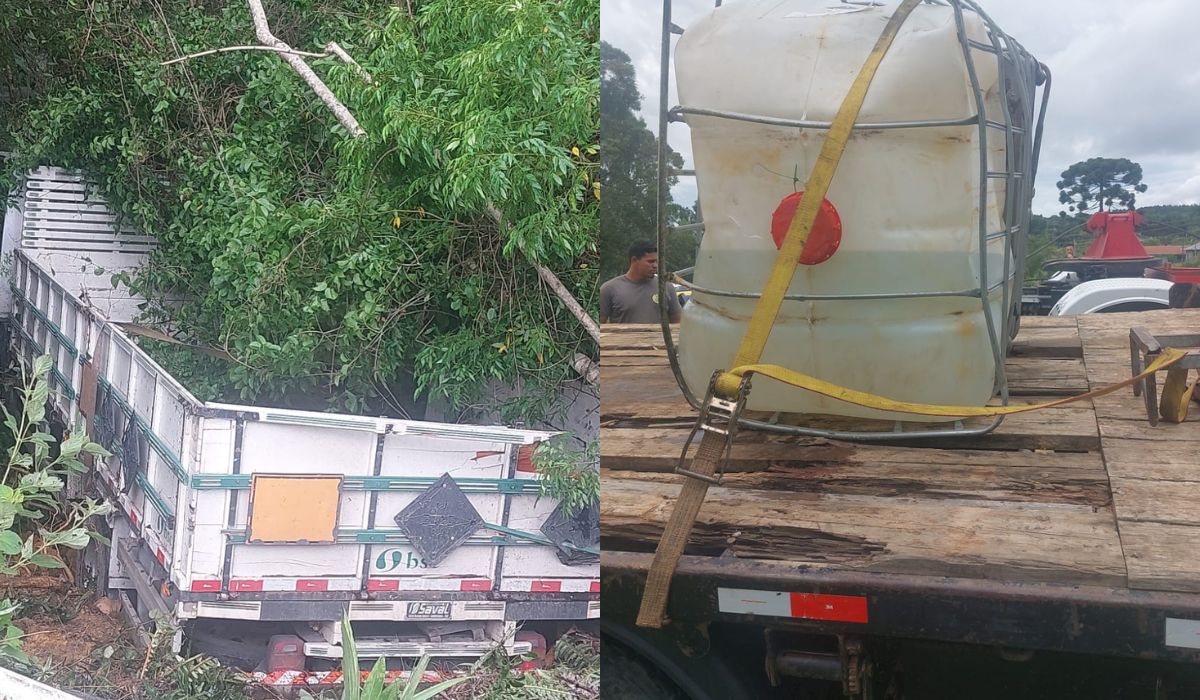 Acidente com carga de soda cáustica interdita totalmente trecho da BR-280 em SC