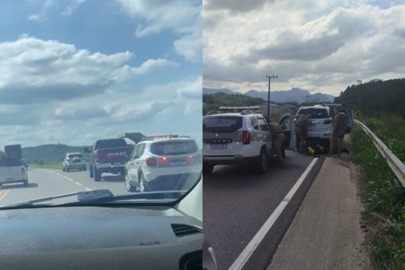 Bandidos fortemente armados roubam 11 carros de luxo e polícia cerca cidade em SC