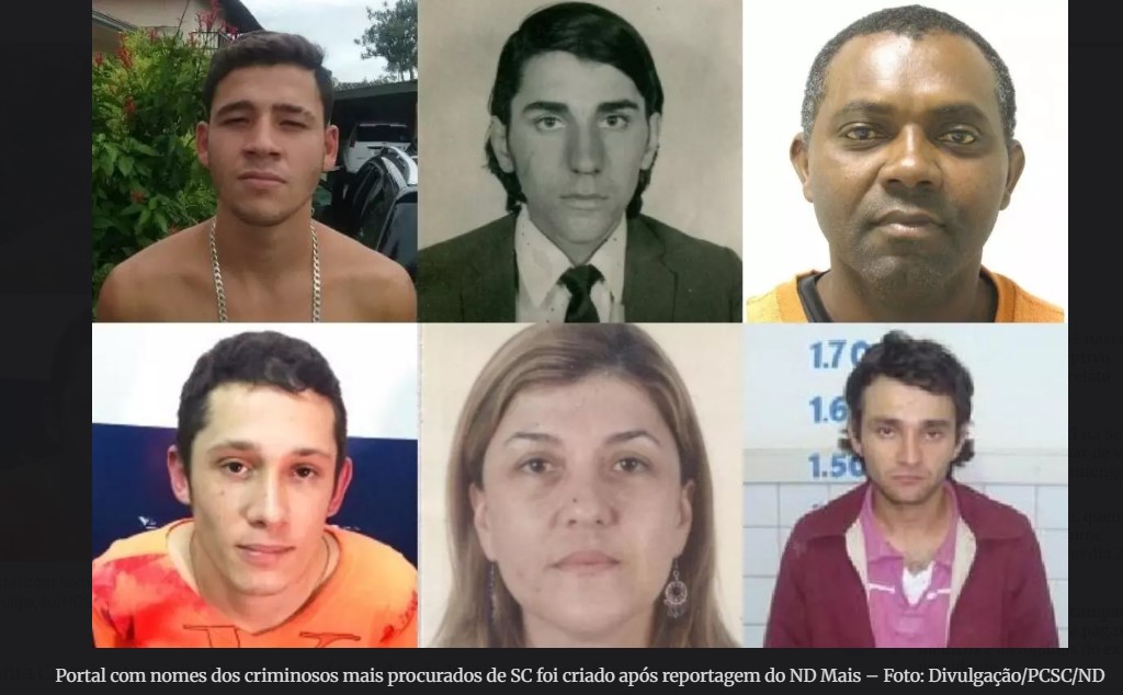 Quem são os 6 criminosos mais procurados de SC? Mãe que matou a própria filha integra a lista