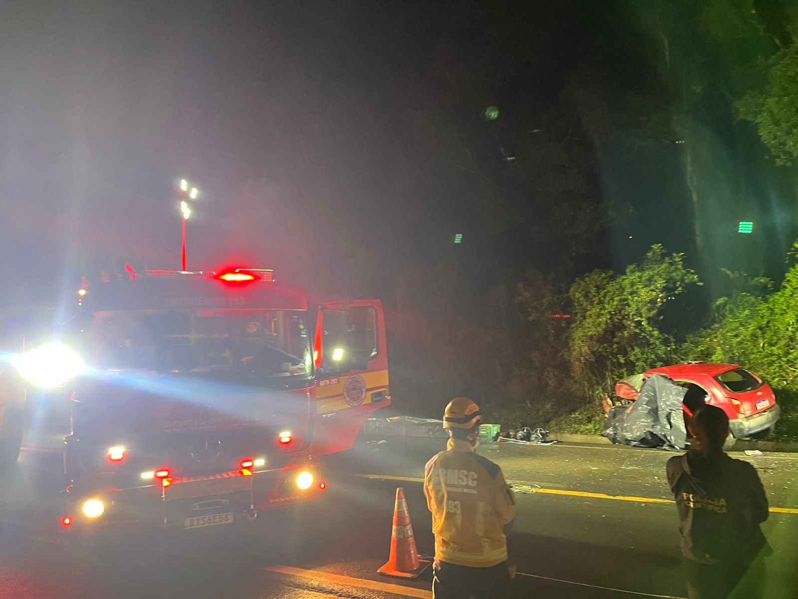 Colisão frontal mata motorista e deixa dois feridos na BR-280 em Canoinhas