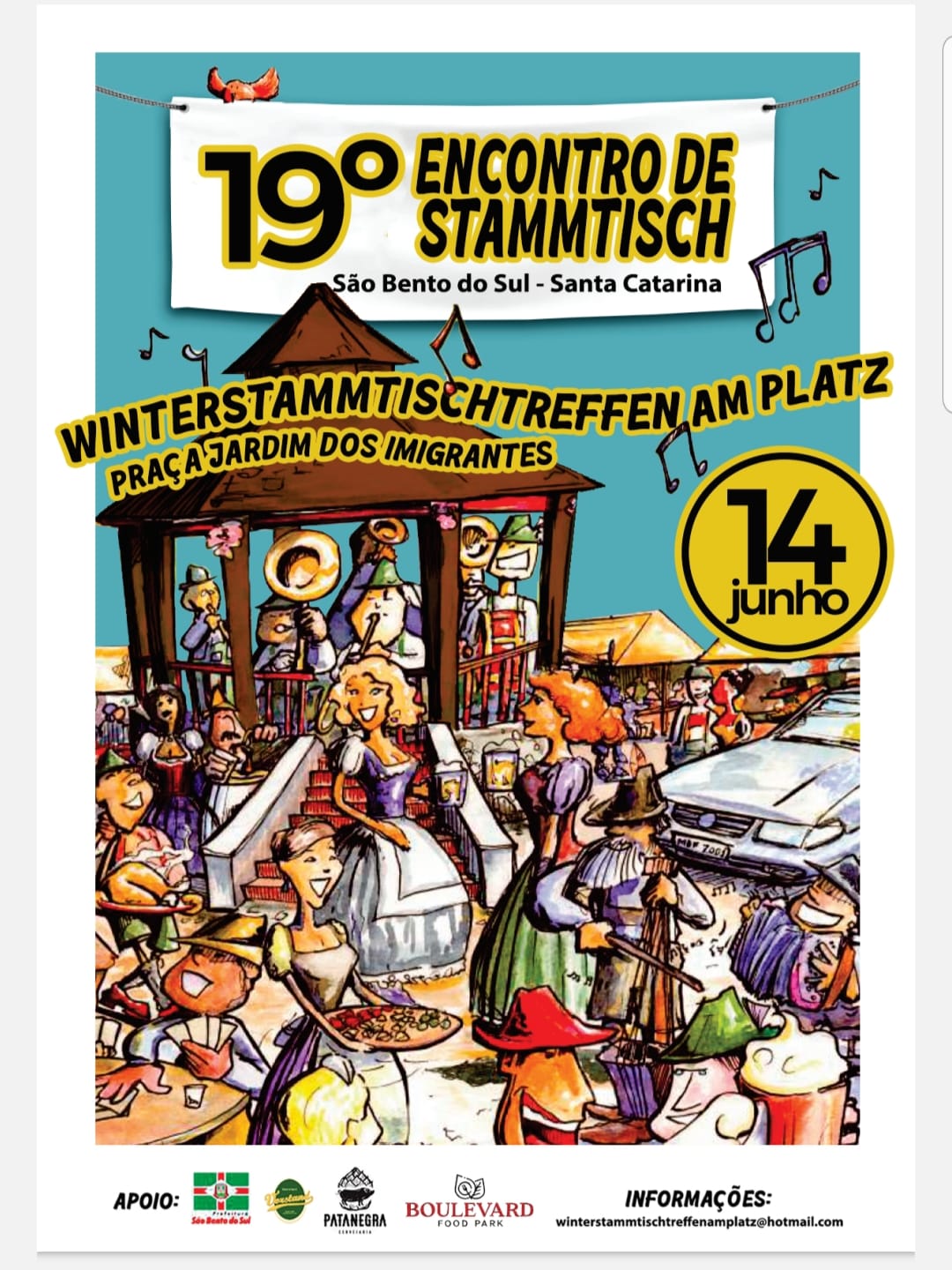 Tradicional Stammtisch acontece no sábado, dia 14, na Praça Jardim dos Imigrantes