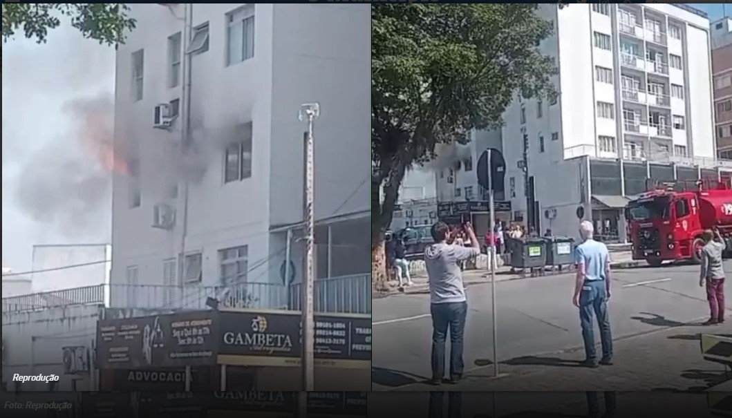 VÍDEO – Incêndio é registrado em apartamento no Centro de Joinville