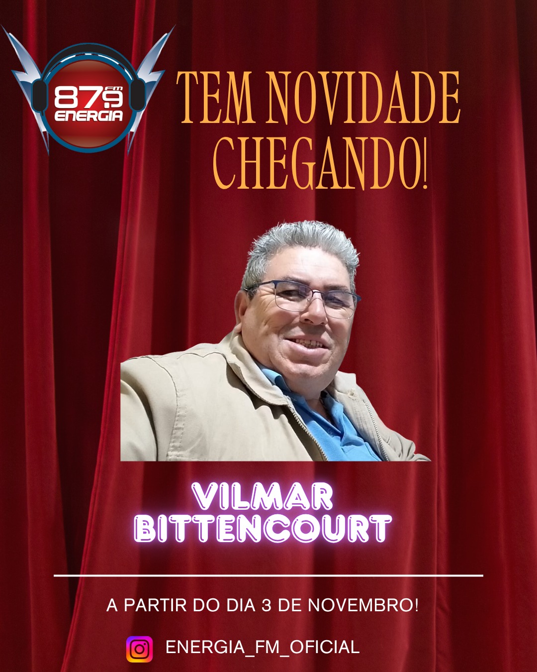 Vilmar Bittencourt estréia com dois programas diários na Energia FM Rio Negrinho